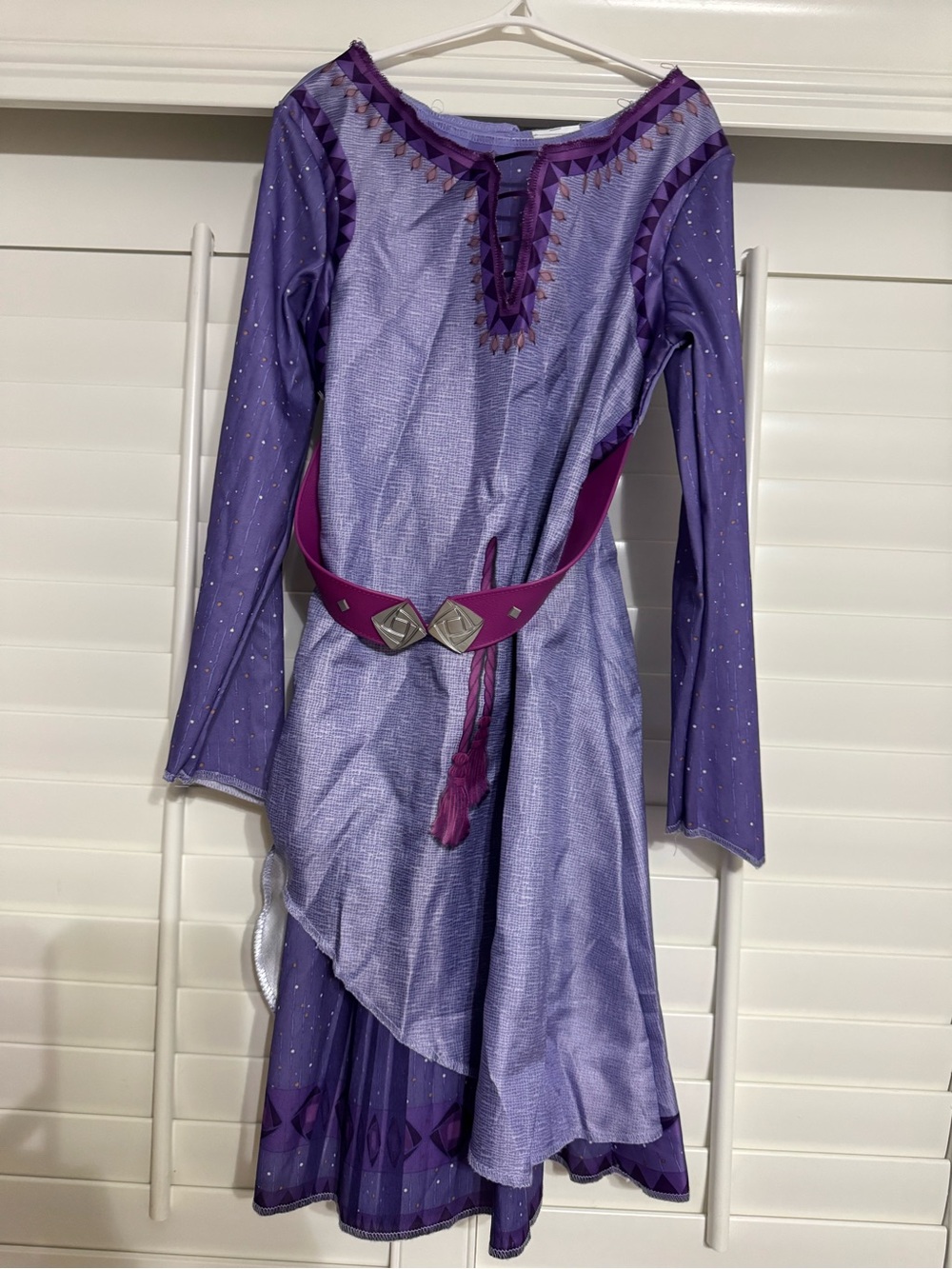 Disney Wish Purple Long Sleeve Sparkle Dress with Magenta Belt
